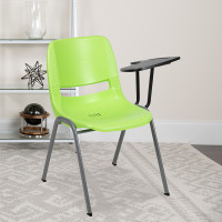 Flash Furniture RUT-EO1-GN-LTAB-GG Green Ergonomic Shell Chair with Left Handed Flip-Up Tablet Arm